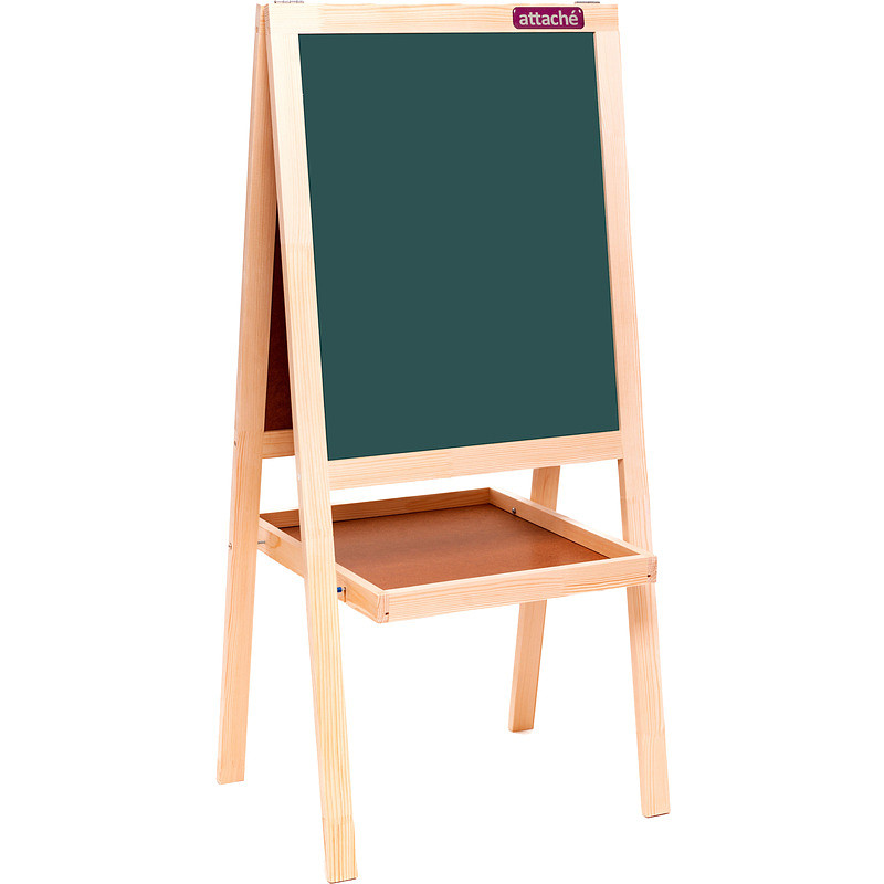 

Доска-мольберт магнитно-меловая/маркерная 56x67см Attache Kids лак (с полочкой)