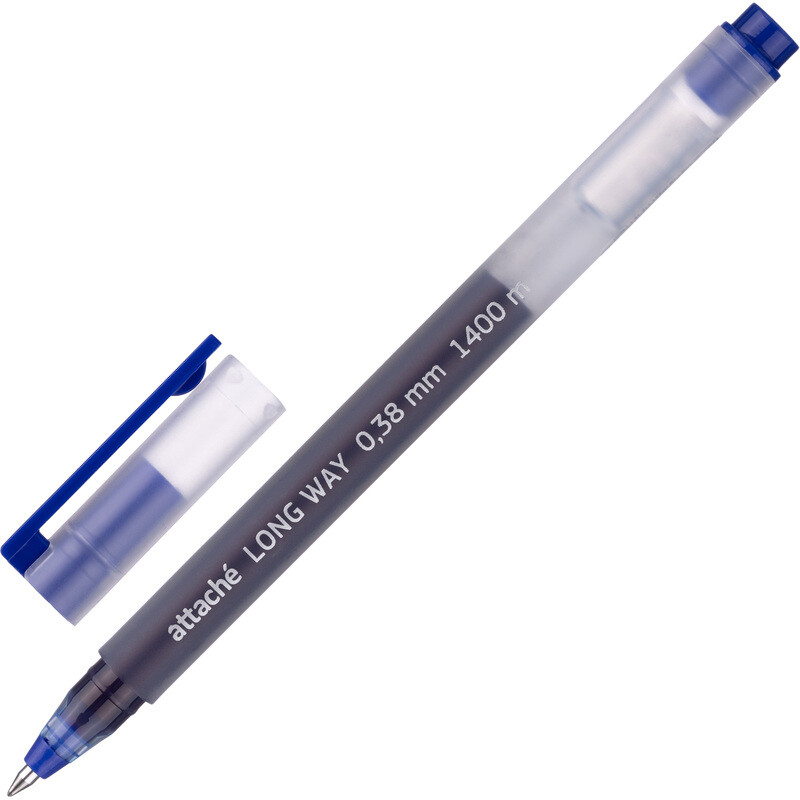 

Ручка гелевая неавтоматическая бесстержневая Attache Long Way синяя (толщина линии 0.38 мм)