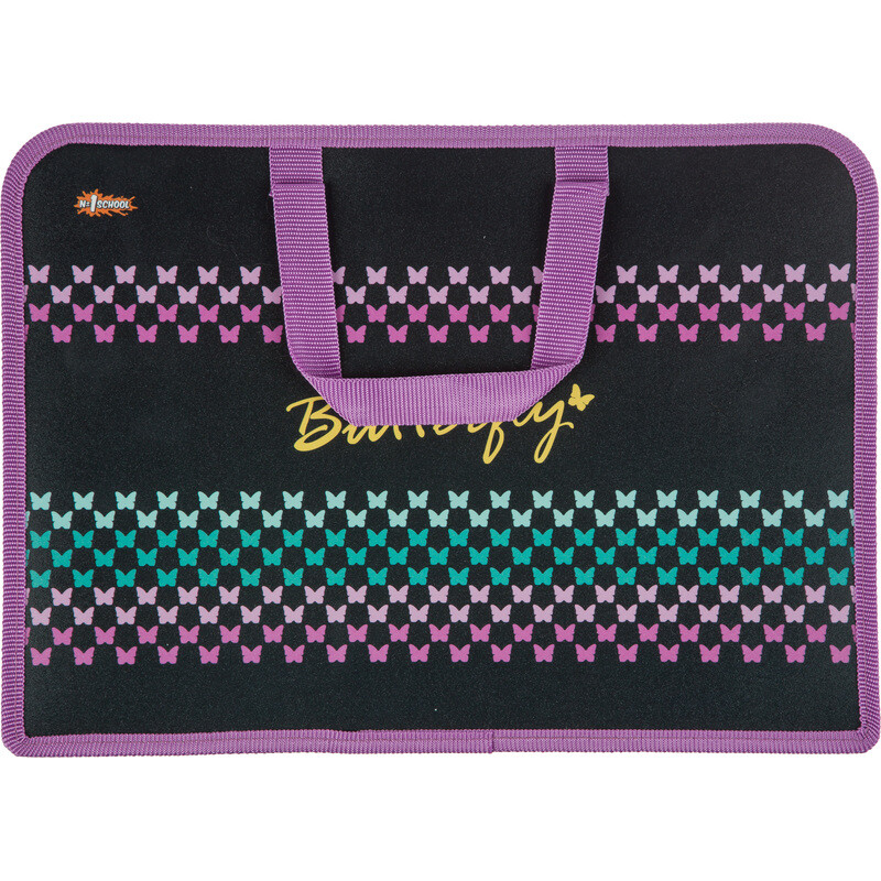 

Папка для тетрадей Комус Класс Butterfly А4 пластик с 1 отделением на молнии с ручками