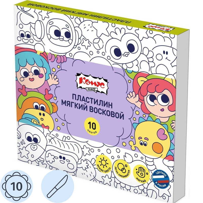 

Пластилин восковой Комус Класс Миники 10 цветов 150 г