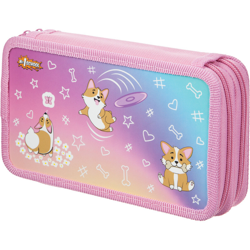 

Пенал двухсекционный Комус Класс Corgi time розовый