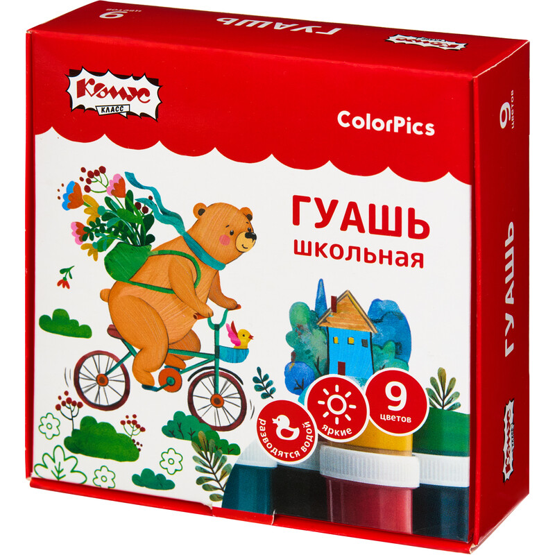 

Гуашь Комус Класс ColorPics 9 цветов по 20 мл