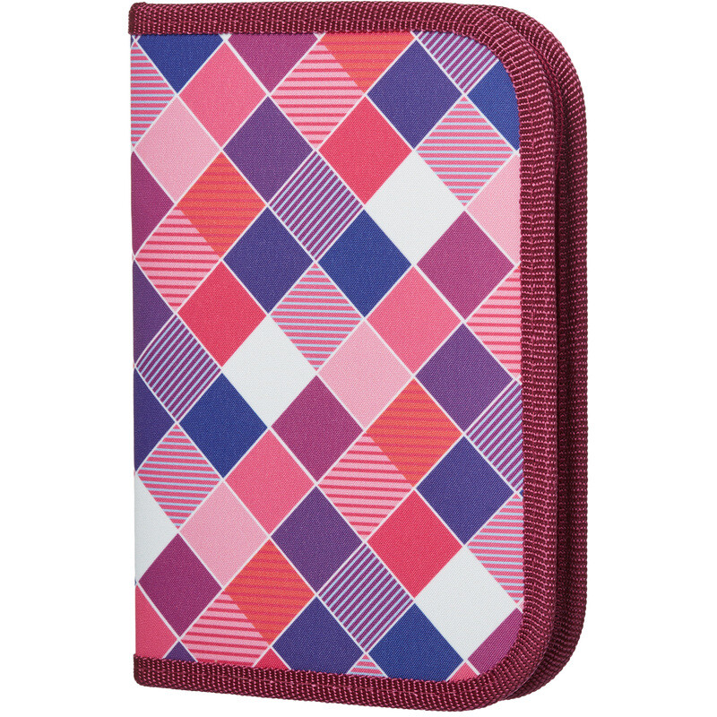 

Пенал односекционный Комус Класс (№1 School) Клетка розовая