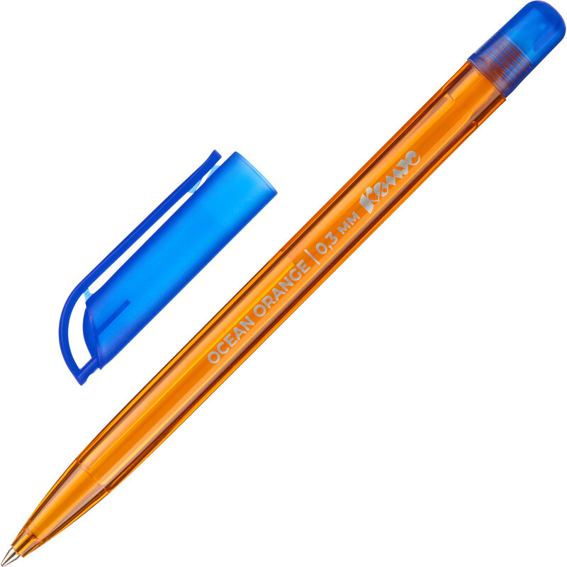 

Ручка шариковая неавтоматическая Комус Ocean Orange синяя (толщина линии 0.3 мм, оранжевый корпус)