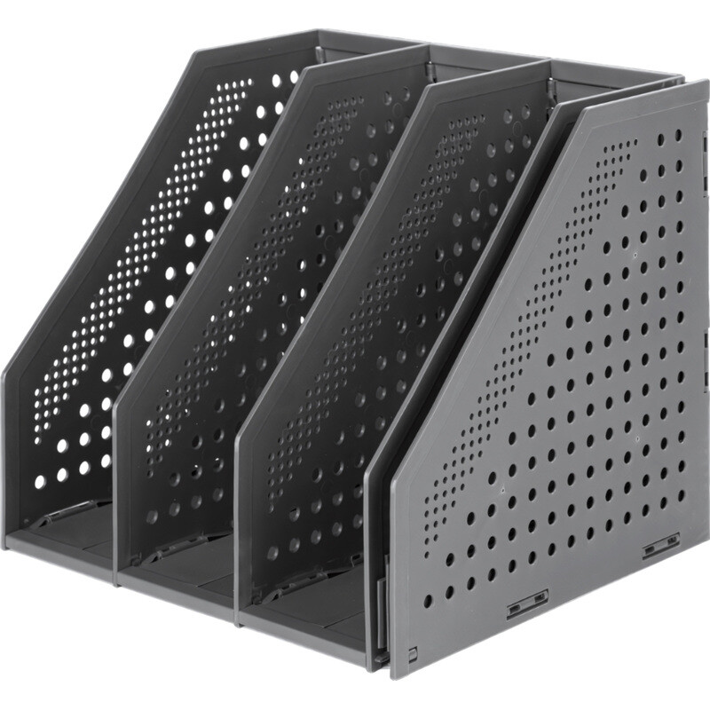 

Лоток вертикальный для бумаг Deli 332 мм пластиковый темно-серый 4 отделения