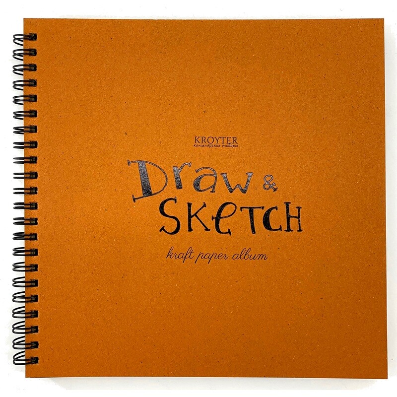 

Скетчбук для маркеров, акрила, гуаши, темперы, акварели Kroyter Проф Kraft 195x195 мм 40 листов, Оранжевый