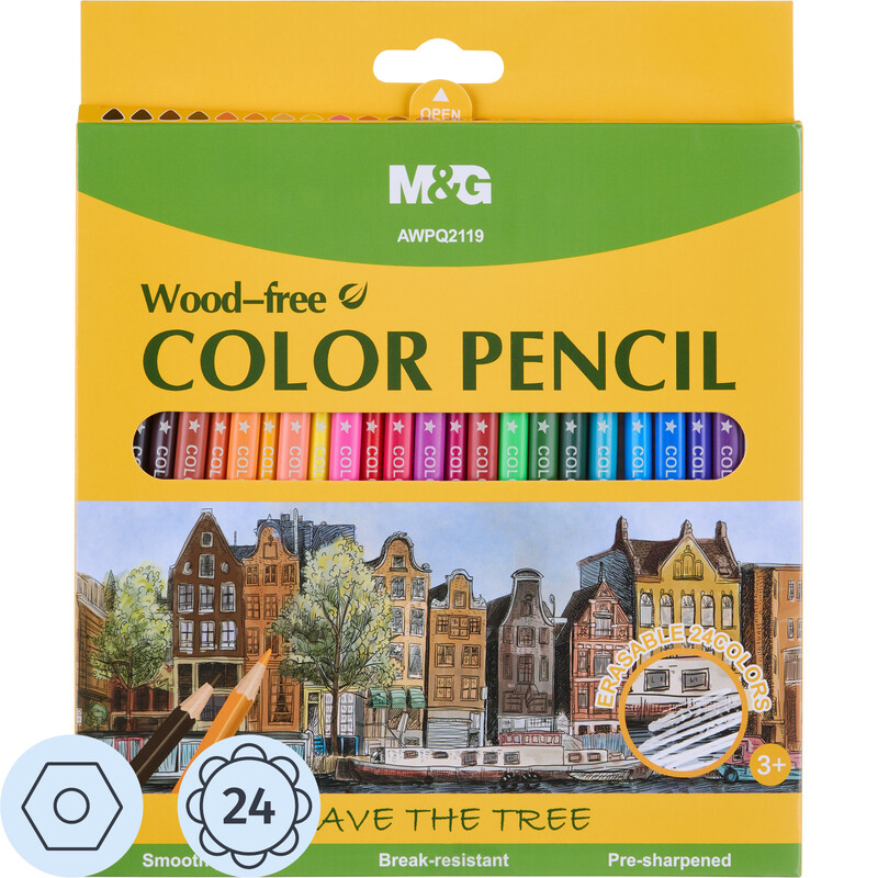 

Карандаши цветные M&G 24 карандаша 24 цвета шестигранные (AWPQ2119)