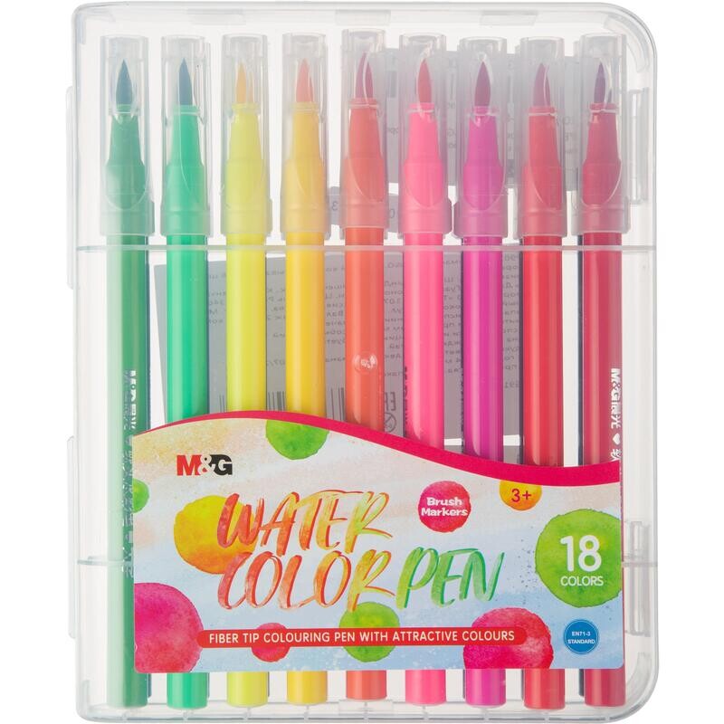 

Фломастеры M&G 18 цветов с вентилируемыми колпачками смываемые (ACP901CG)