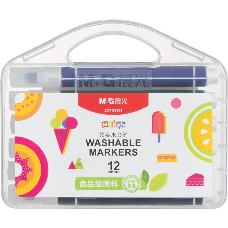 

Фломастеры M&G 12 цветов с вентилируемыми колпачками смываемые утолщенные