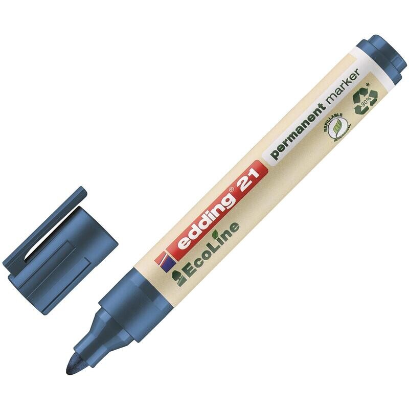 

Маркер перманентный Edding Eco E-21/3 синий (толщина линии 1,5-3 мм) круглый наконечник