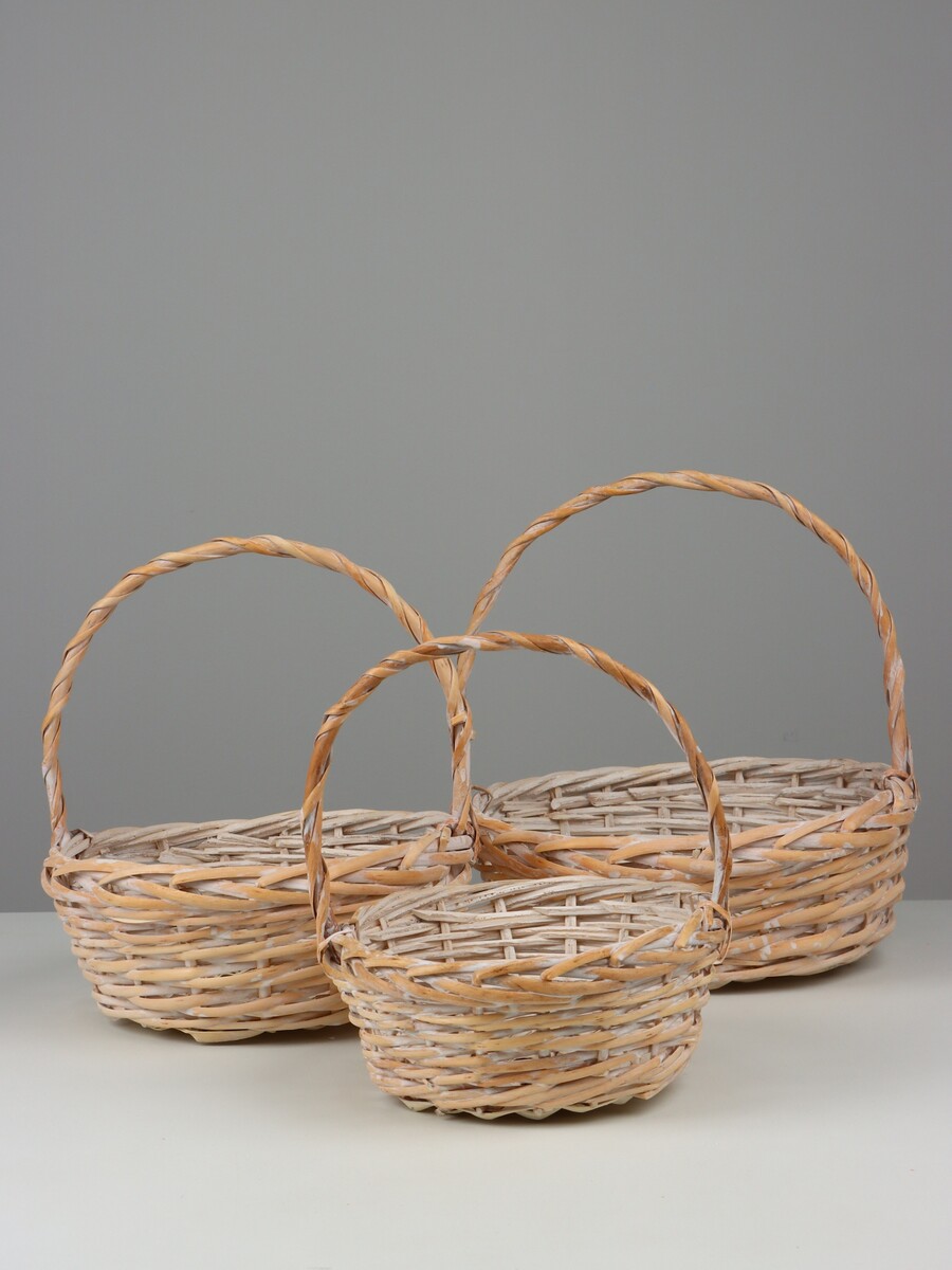 

Набор корзин плетеных fayetteville, ива, 3 шт., выбеленные, Бежевый