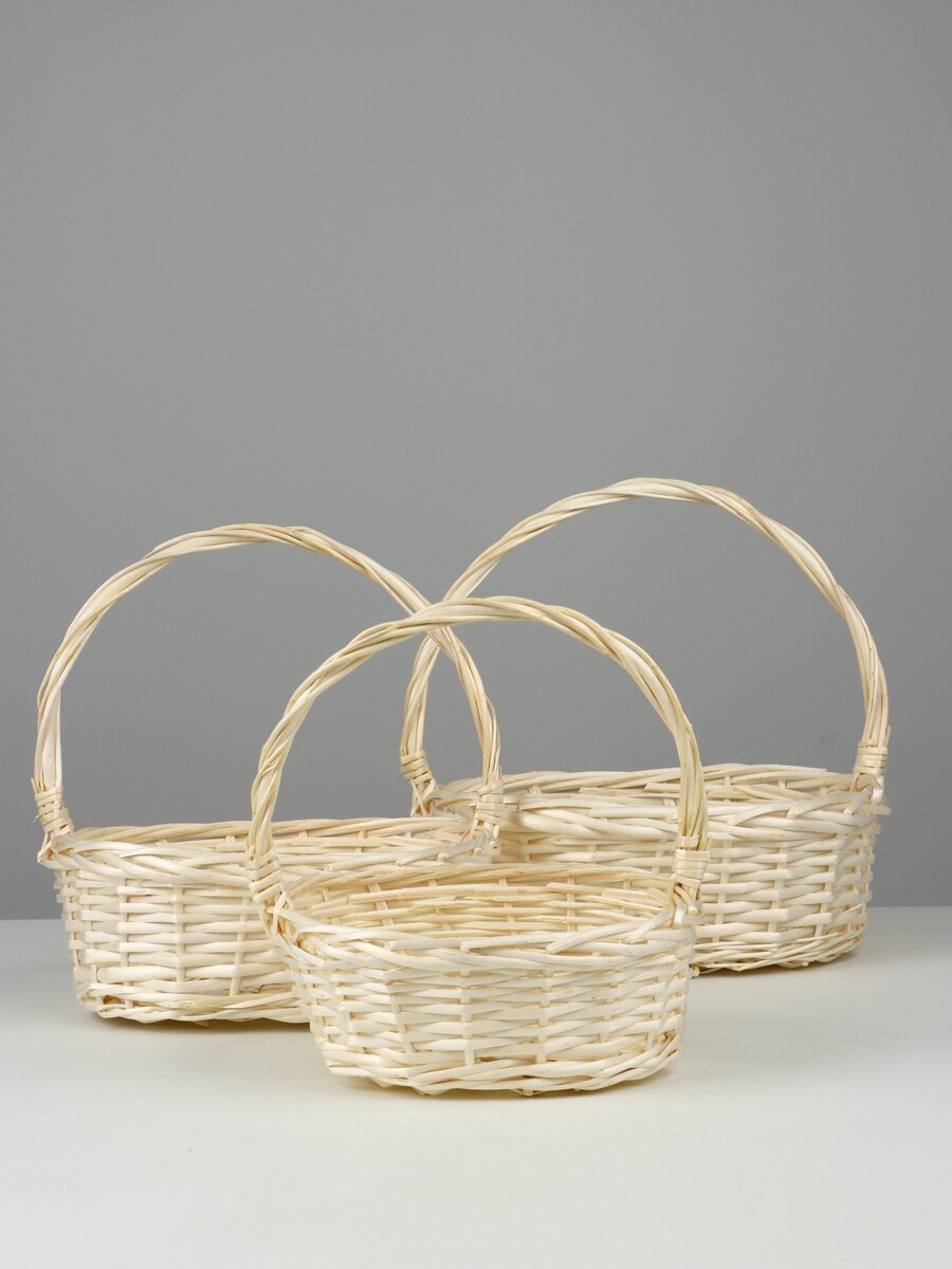 

Корзина плетеная для хранения, ива, светлая, набор 3 шт., Бежевый