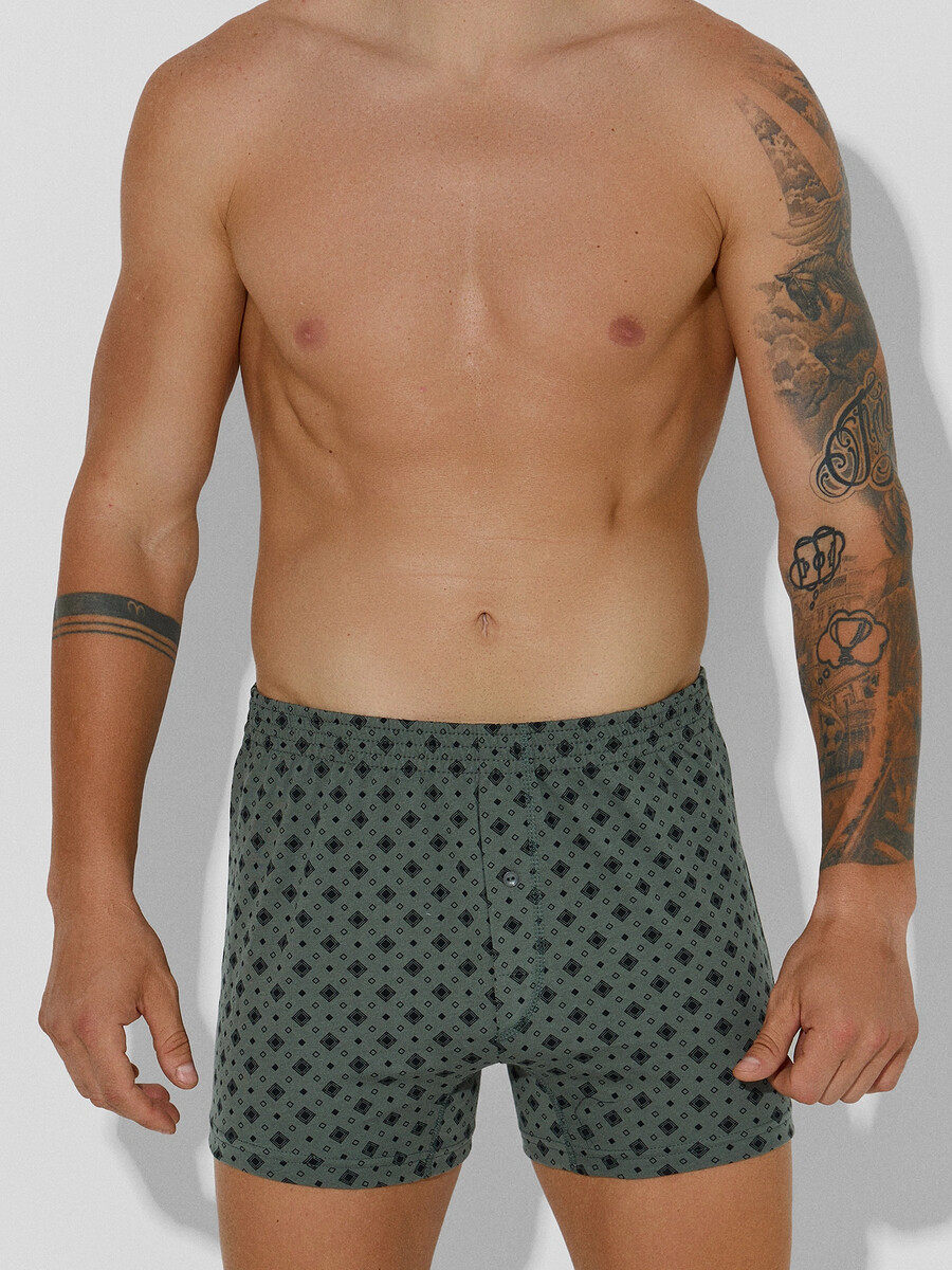 

Мужские трусы-шорты серые с узором, Серый;узор на камне