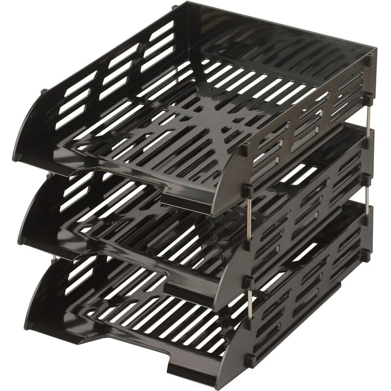 

Лоток горизонтальный для бумаг Attache пластиковый черный решетчатый (3 штуки в упаковке)