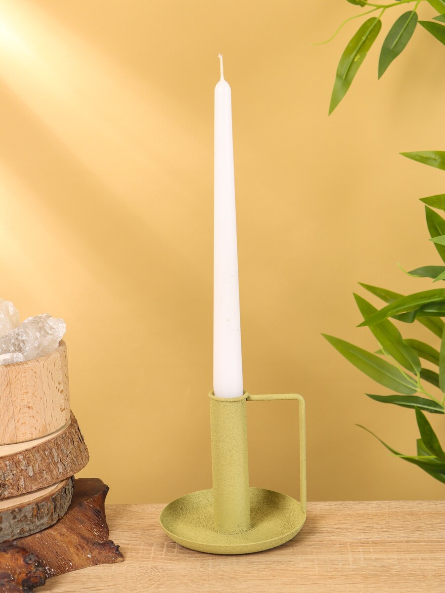 

Подсвечник на 1 свечу текстурный с ручкой и блюдцем, Зеленый