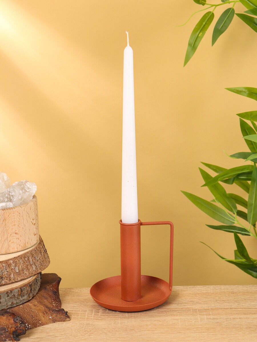 

Подсвечник на 1 свечу текстурный с ручкой и блюдцем, Коричневый