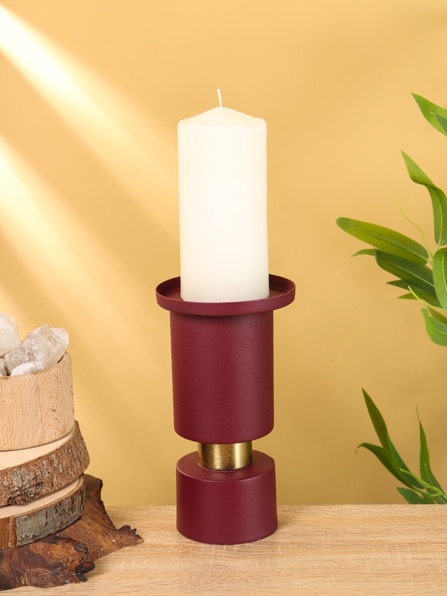 

Подсвечник на 1 свечу текстурный, Бордовый