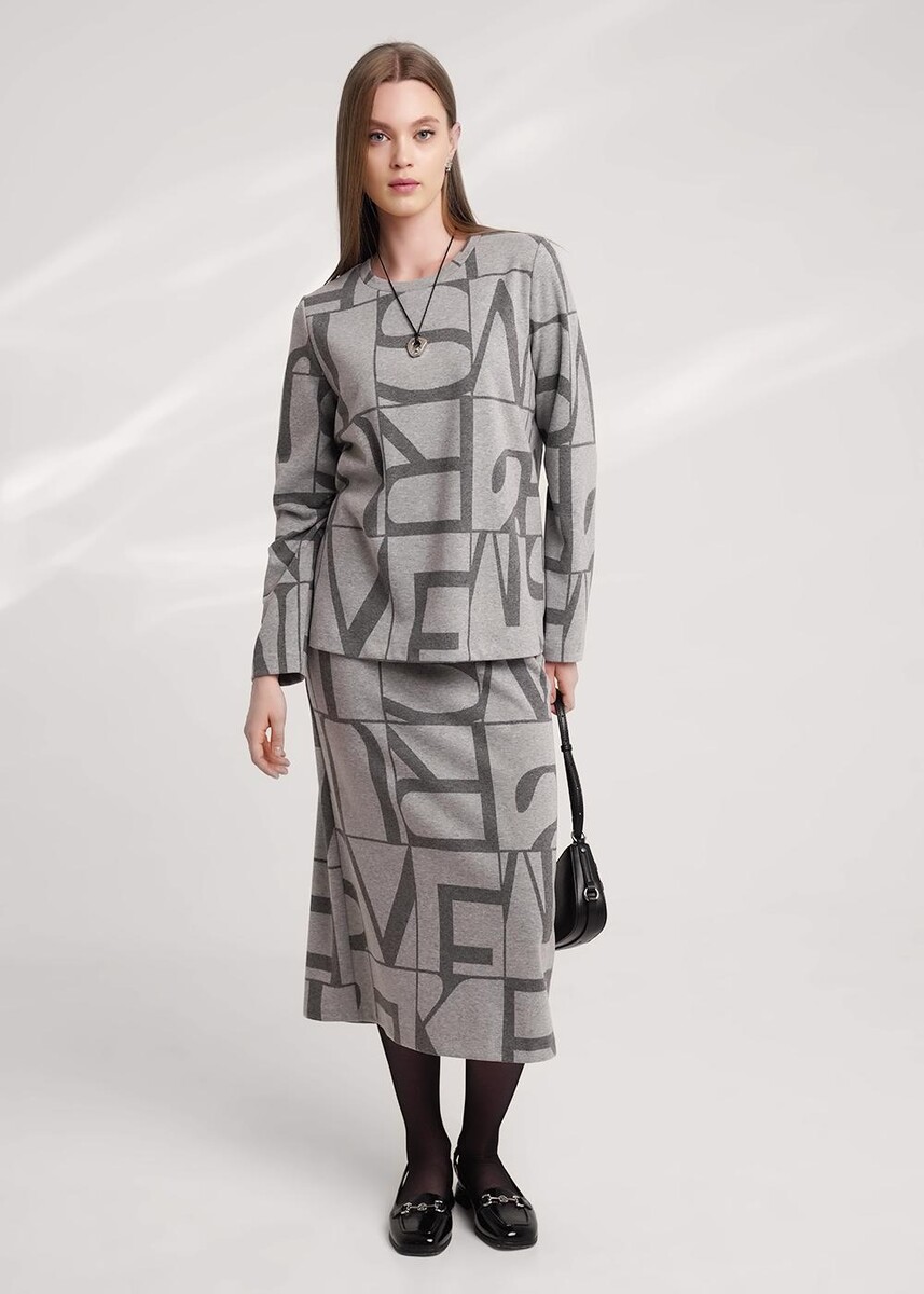 

Юбка, Серый;меланж серый/меланж т.серый