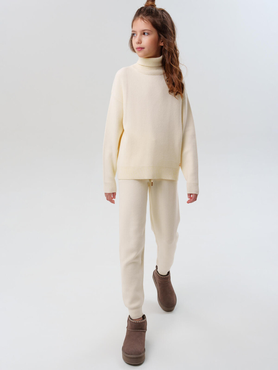 

Комплект трикотажный джемпер брюки, Бежевый;молочный