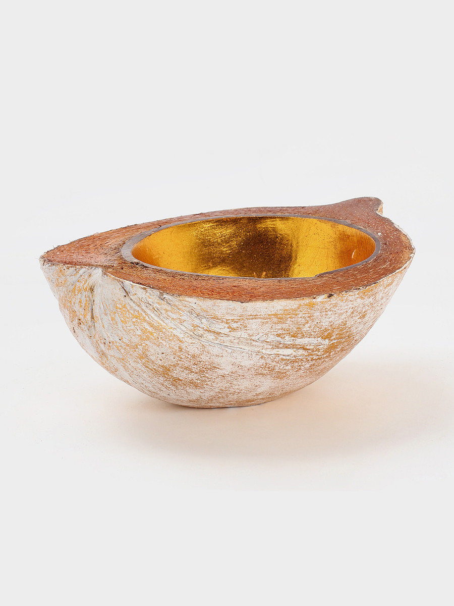 

Чаша из кокоса, 18×18×10 см, бежево-золотая, Бежевый