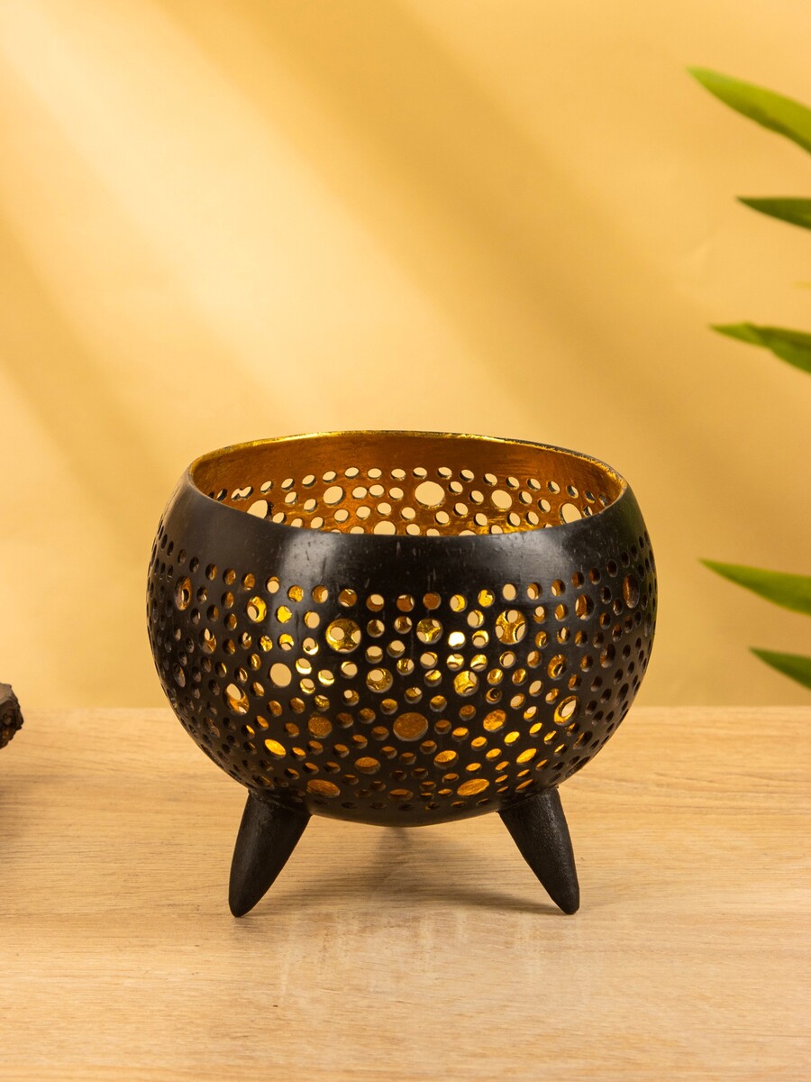 

Подсвечник из кокоса, 15×15×13 см, черный