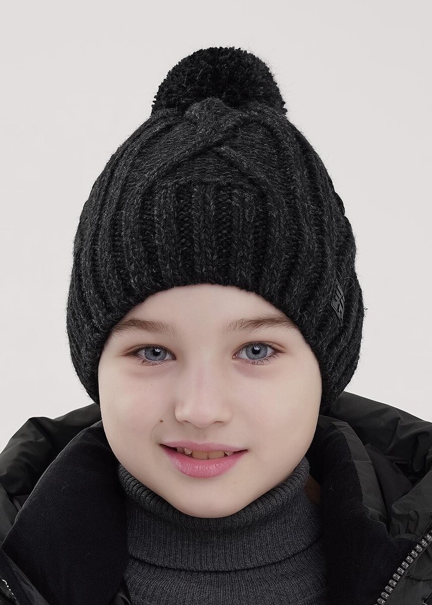 

Шапка, Черный;черный/меланж т.серый