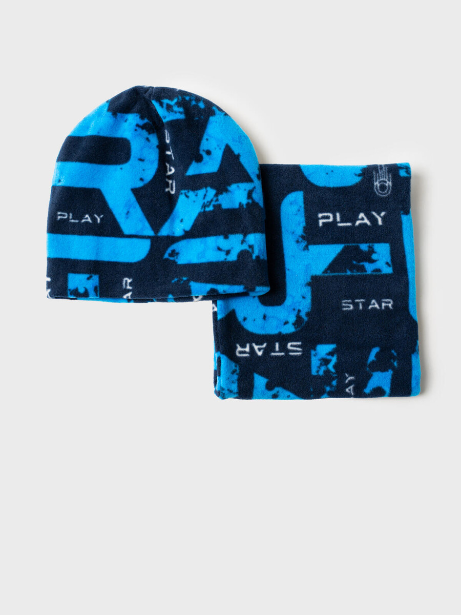

Комплект трикотажный шапка снуд, Синий;темно-синий