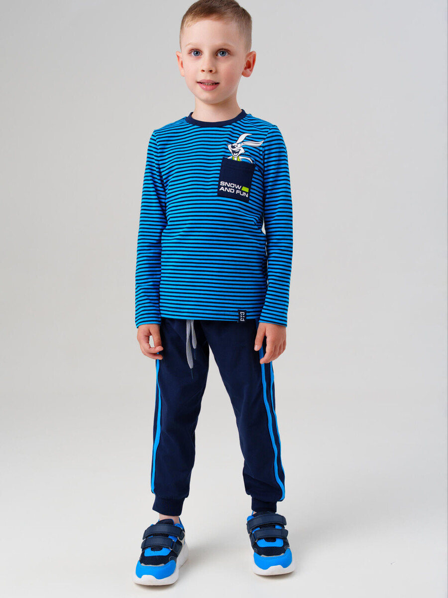 

Комплект трикотажный фуфайка футболка брюки, Синий;темно-синий