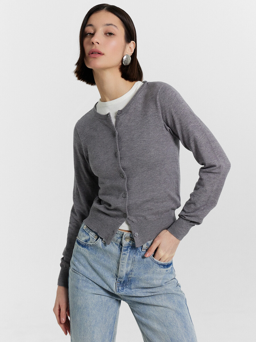 

Кардиган женский серый, Серый;темно -серый меланж