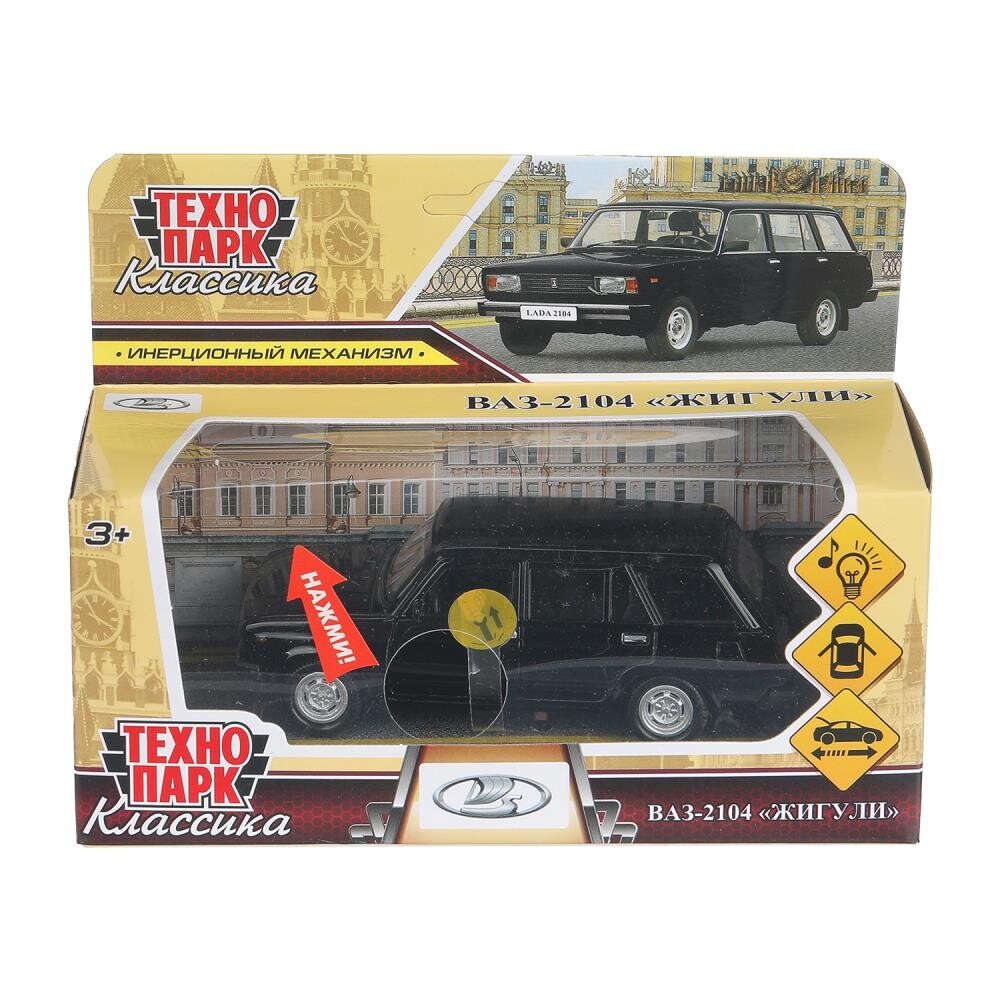 

Машина металлическая с функциями "свет" или "звук" Технопарк 2104-12SL-BK, Черный