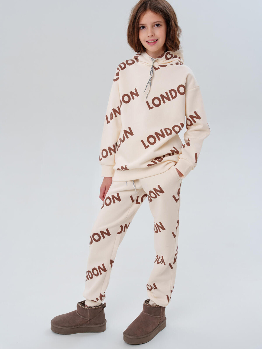 

Комплект трикотажный толстовка брюки, Бежевый;молочный