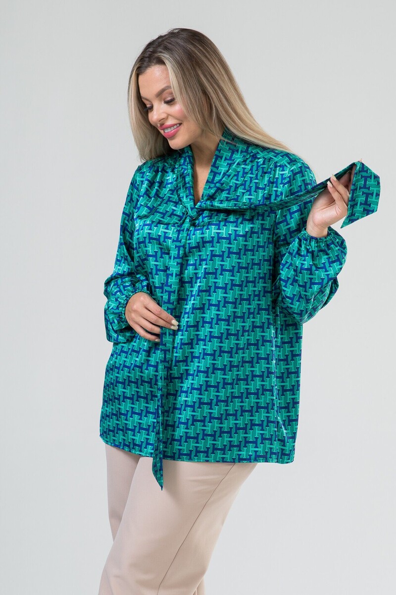 

Блуза, Зеленый;зеленый/синий-электрик