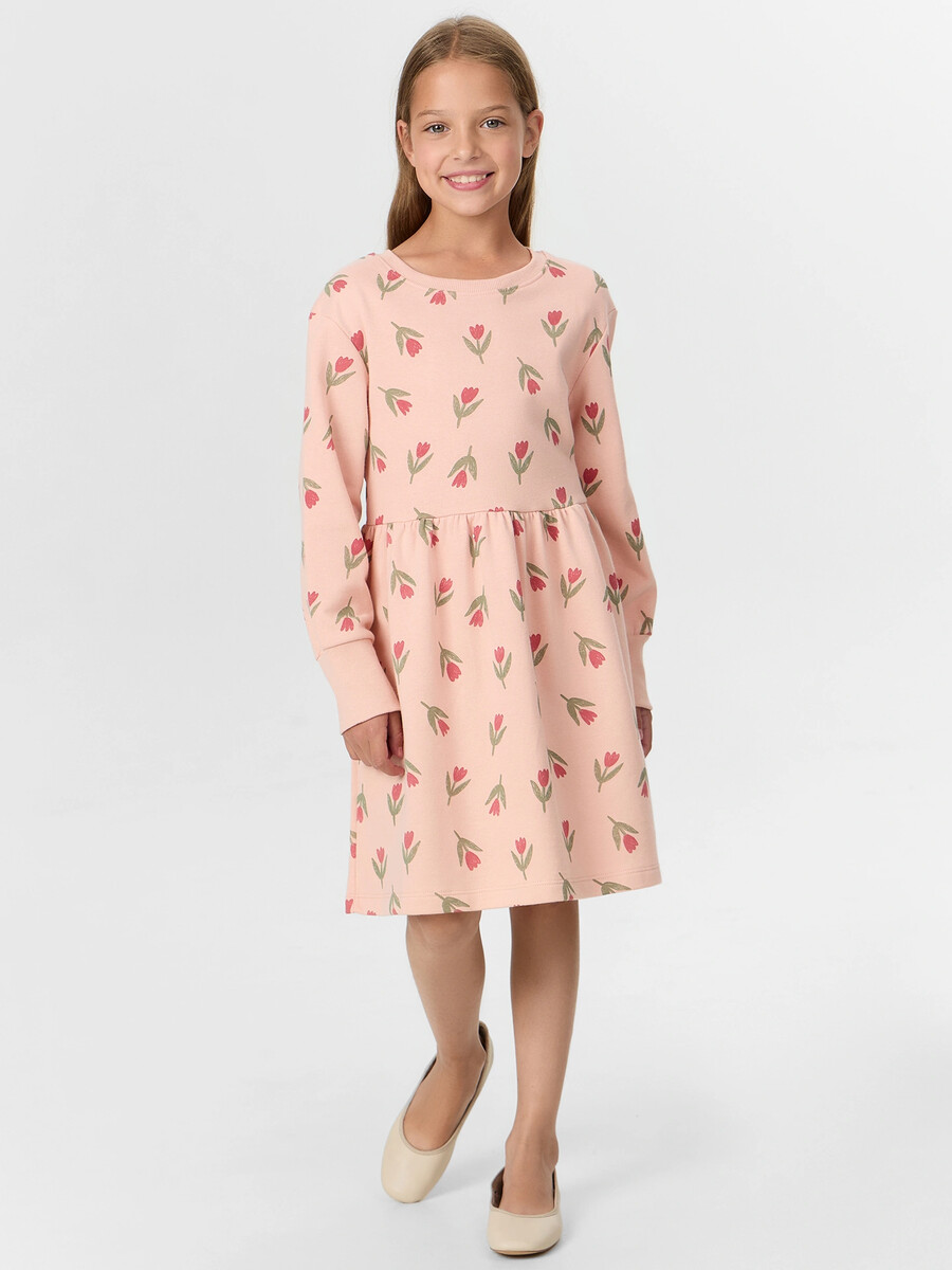 

Платье для девочки розовое с тюльпанами, Розовый;тюльпаны на розовом