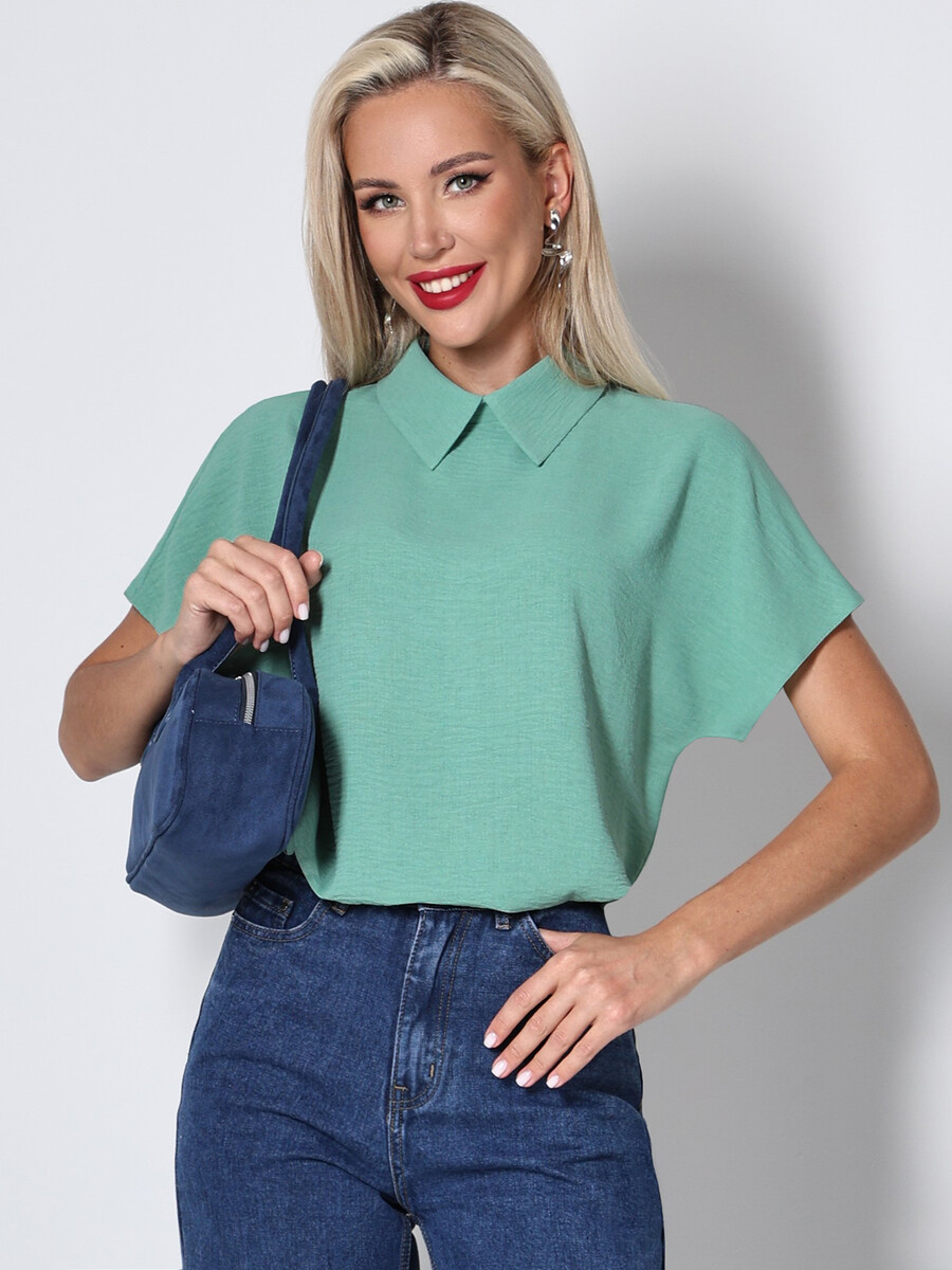 

Блузка, Зеленый;темно-мятный