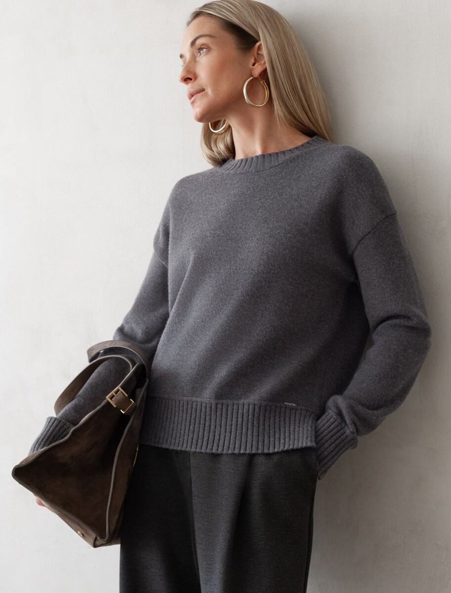 

Джемпер, Серый;темно-серый меланж