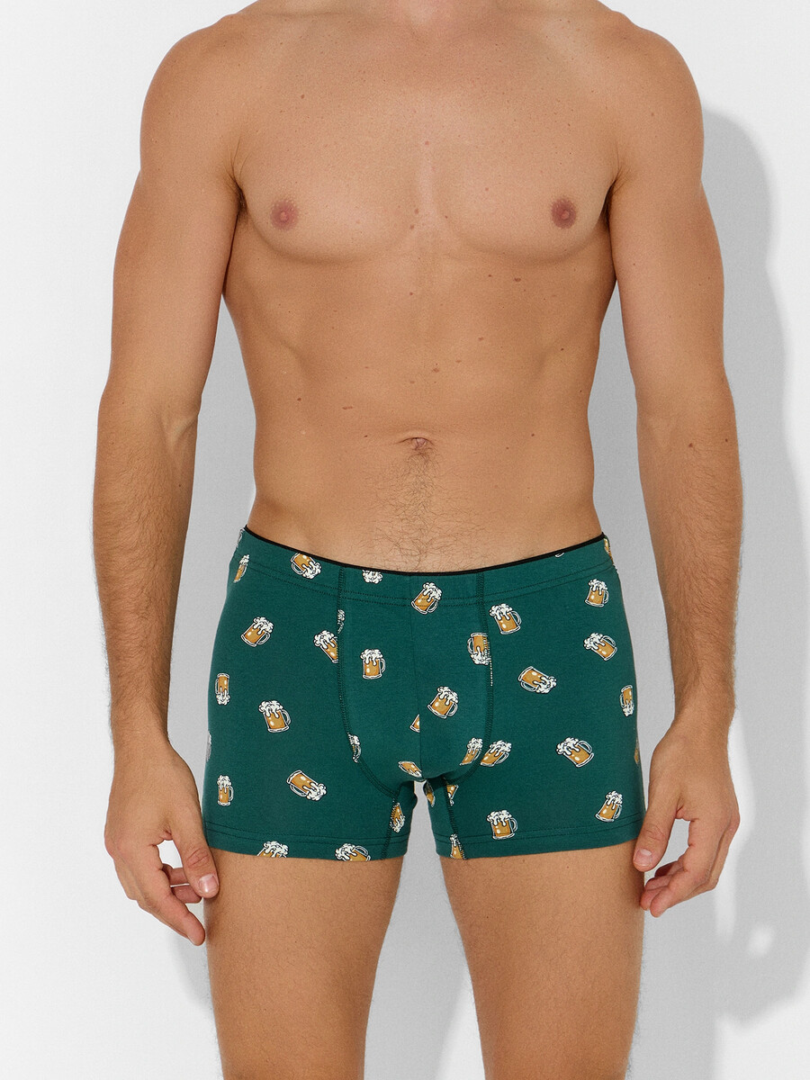 

Трусы боксеры мужские зеленые с принтом, Зеленый;пиво на т.зеленом