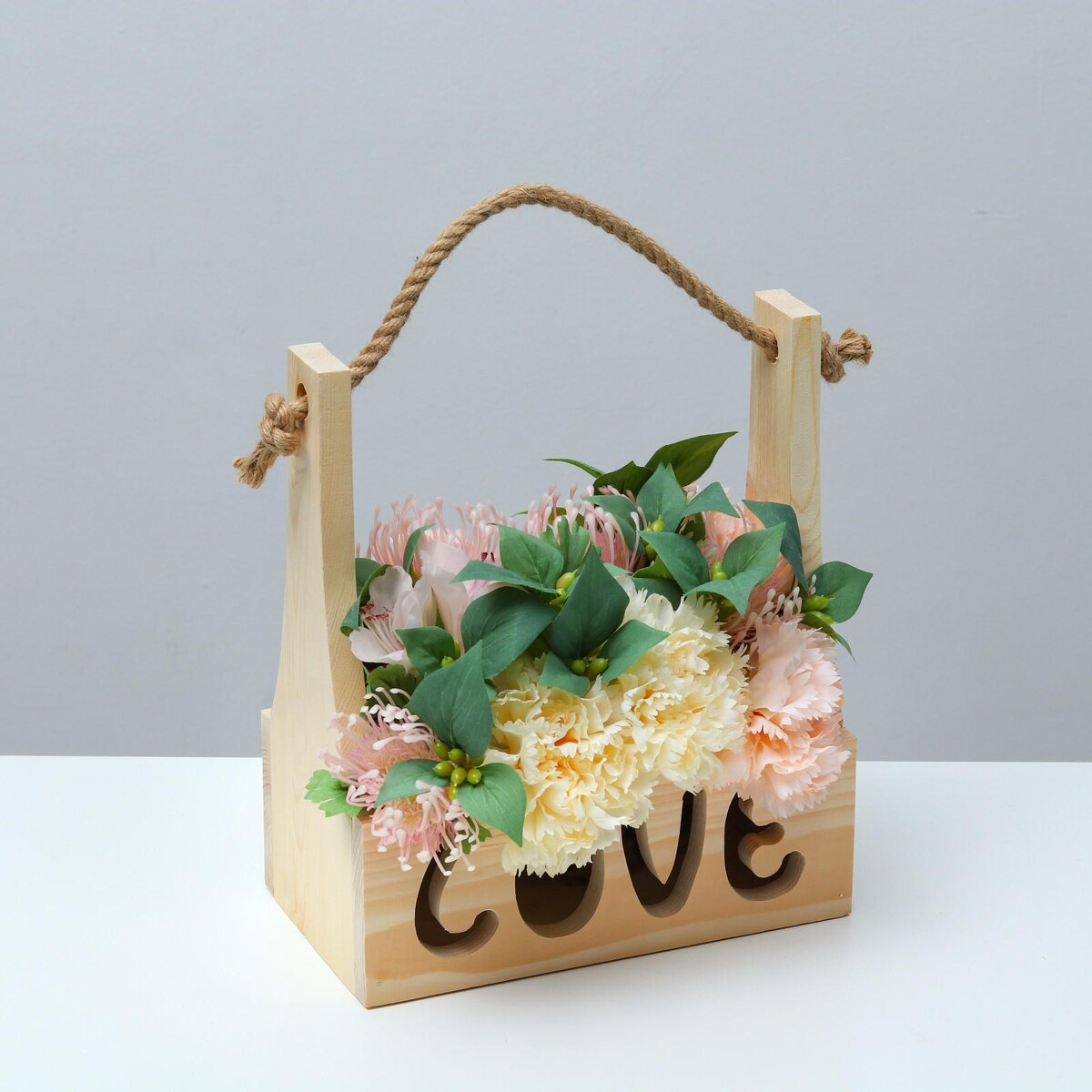 

Кашпо деревянное 25×14×29(11) см, Бежевый