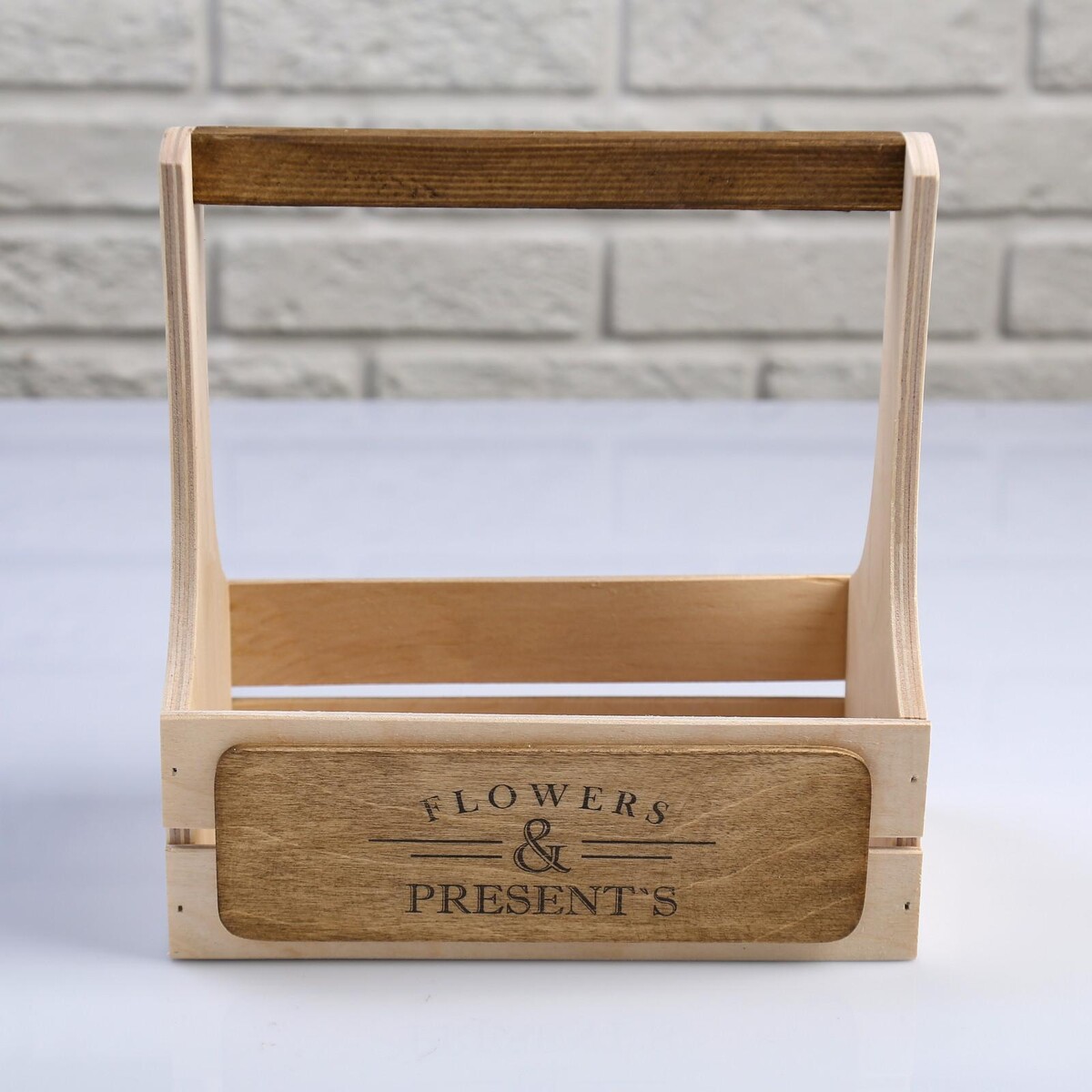 

Кашпо деревянное 21×12×22(7) см, Бежевый