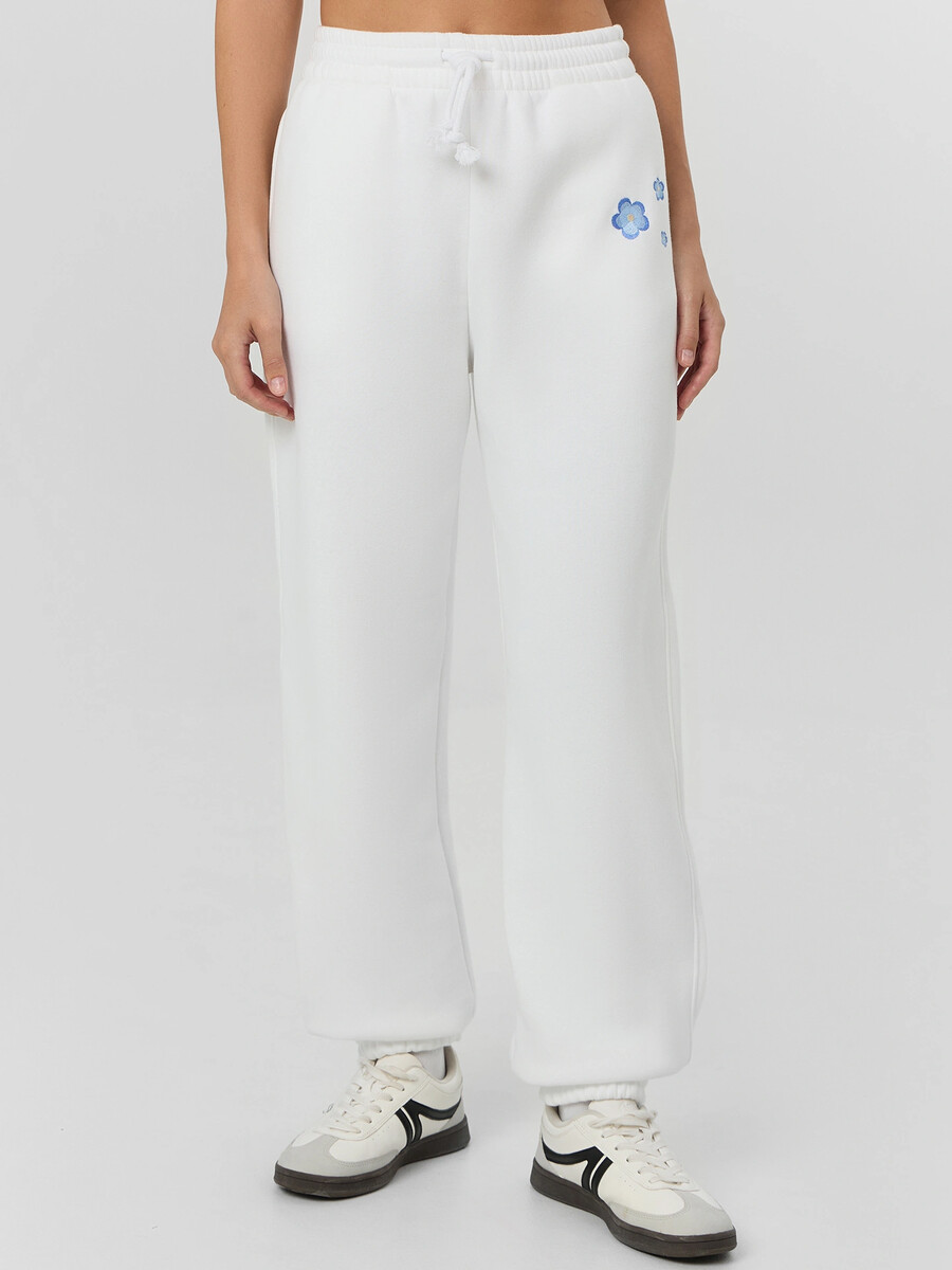 

Брюки женские белые с печатью, Белый +печать