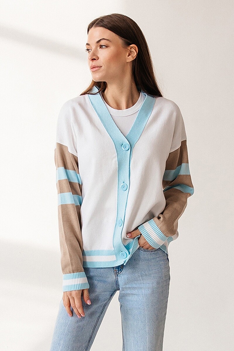 

Жакет, Белый;бледно-голубой;крем-брюле