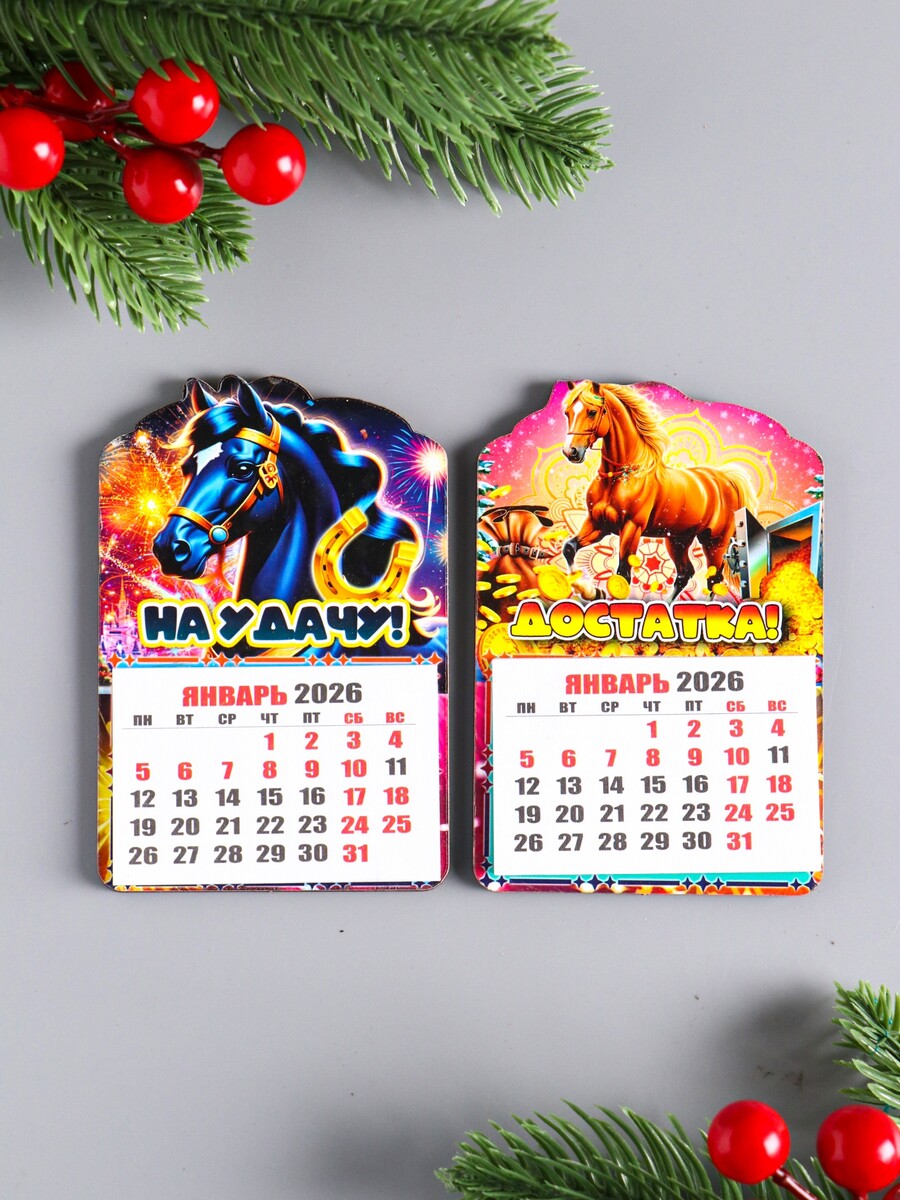

Набор магнитов на холодильник с календарем 2026, 2 шт.,