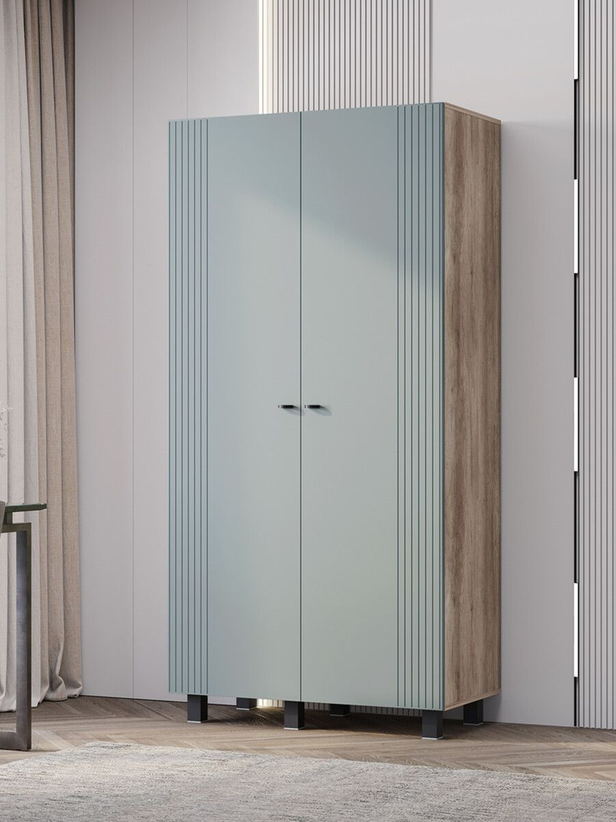 

Шкаф прямой двухстворчатый, Бежевый;голубой