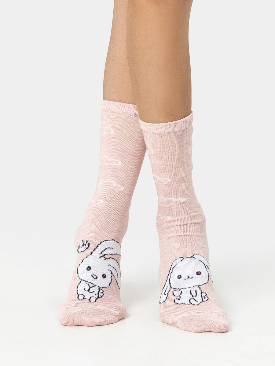

Носки детские розовые с рисунком, Розовый;розовый меланж