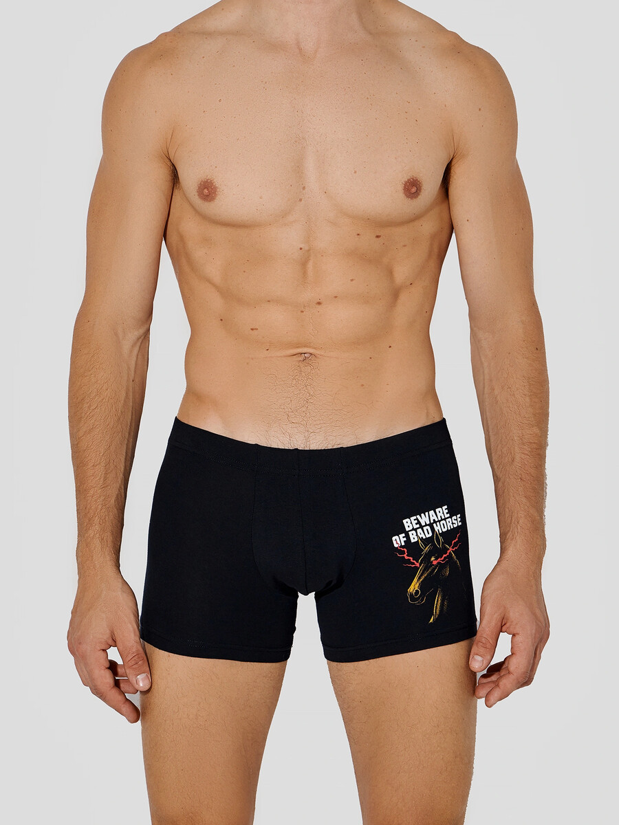 

Трусы боксеры мужские черные, Черный;черный +печать2