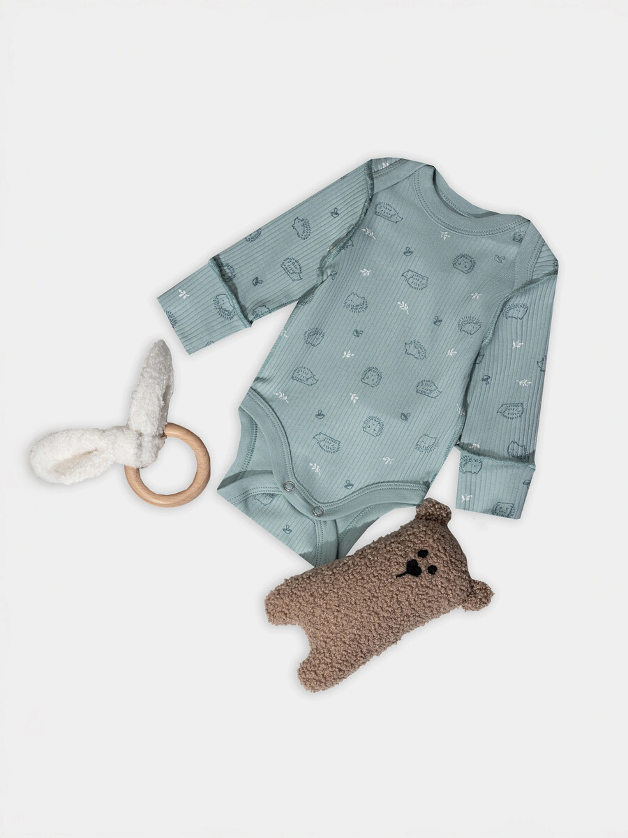 

Боди детское голубое, Голубой;ежики на мяте