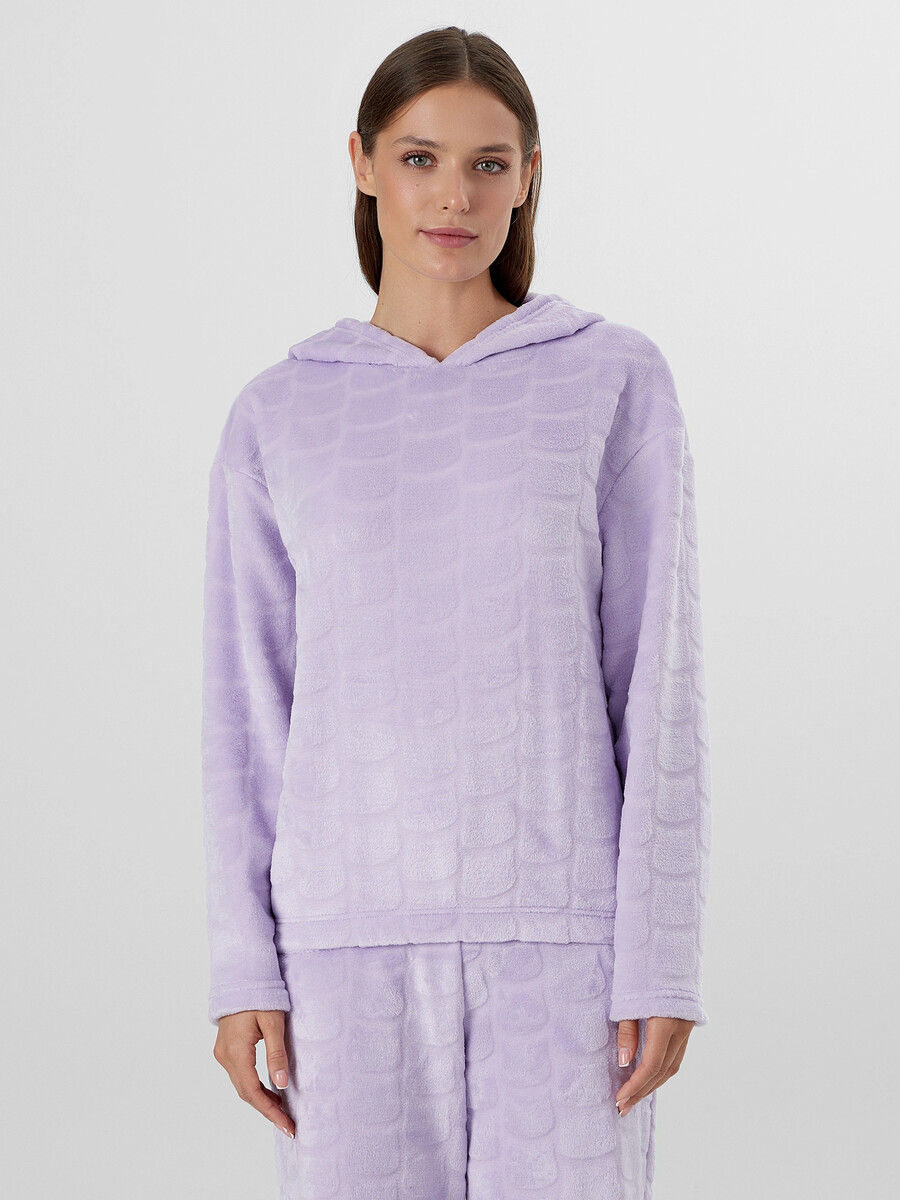 

Худи домашнее женское с меховым ворсом, Фиолетовый;лиловые котики