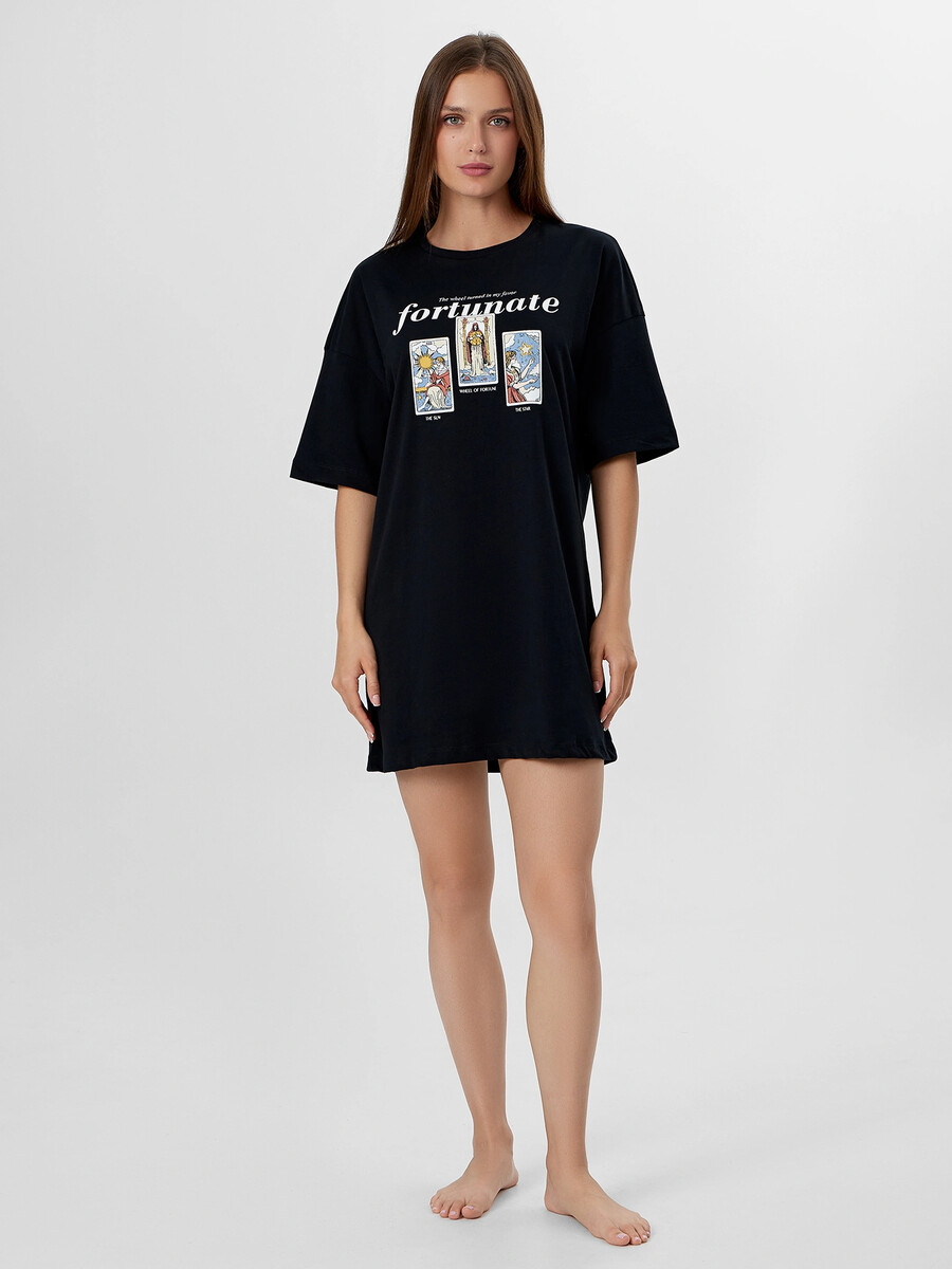 

Туника домашняя женская с принтом карт таро, Черный;черный +печать6