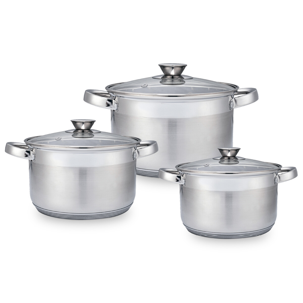 

Набор 6 предметов кастрюли цилиндрические 2,7, 3,6, 6,5л, Серебристый