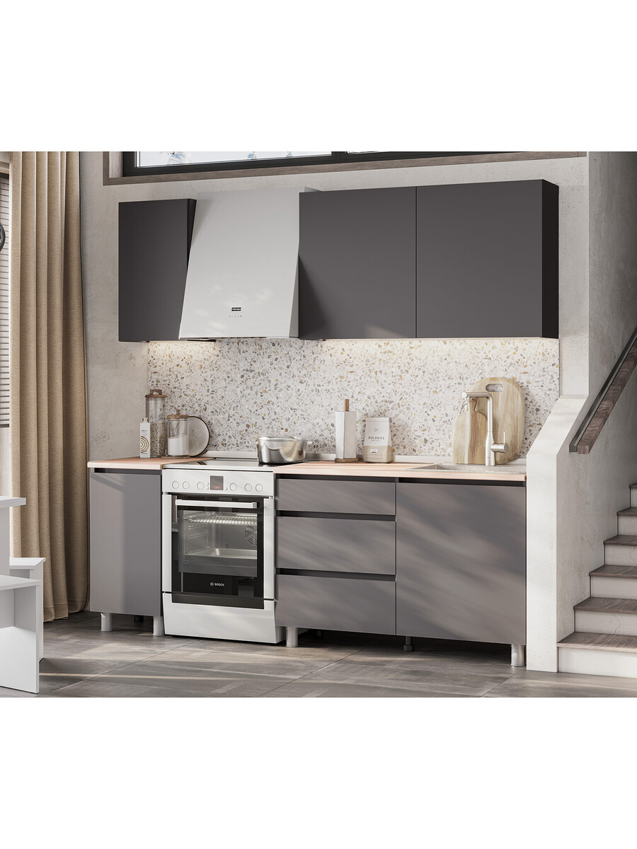 

Кухня прямая, Серый