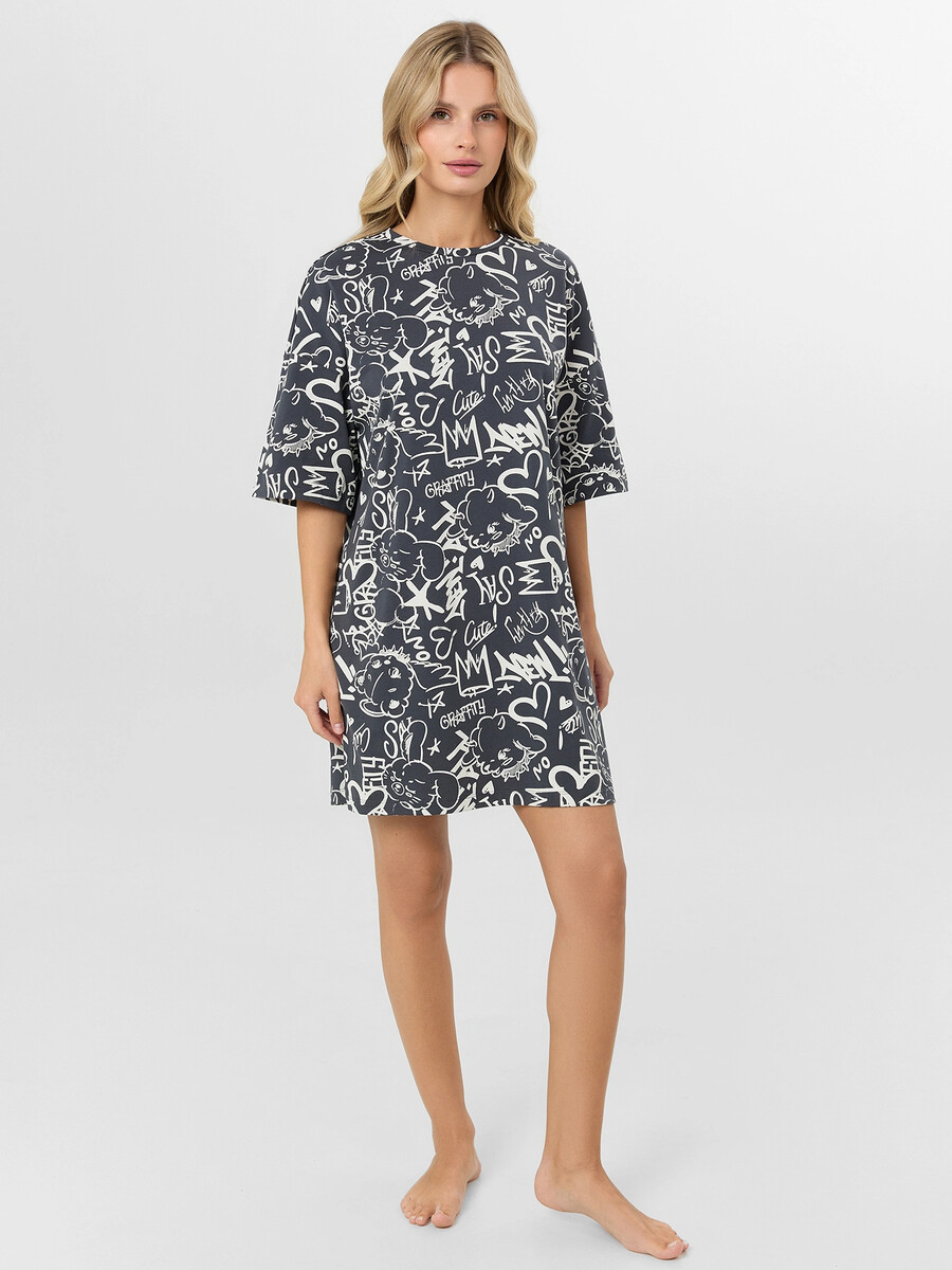 

Туника женская домашняя с принтом граффити, Серый;граффити на графите